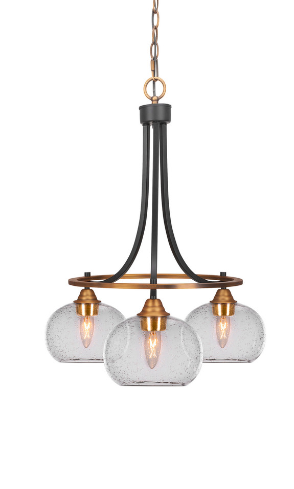 Toltec Lighting - 3413-MBBR-202 - Three Light Chandelier - Paramount - Matte Black & Brass