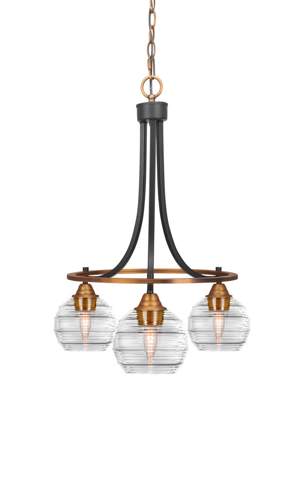 Toltec Lighting - 3413-MBBR-5110 - Three Light Chandelier - Paramount - Matte Black & Brass