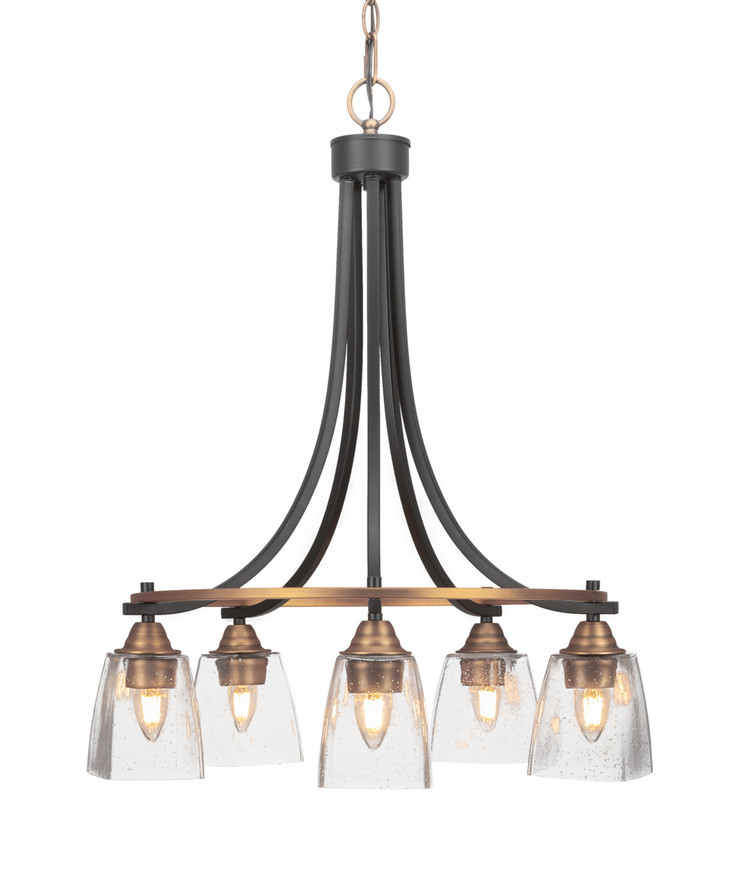 Toltec Lighting - 3415-MBBR-461 - Five Light Chandelier - Paramount - Matte Black & Brass