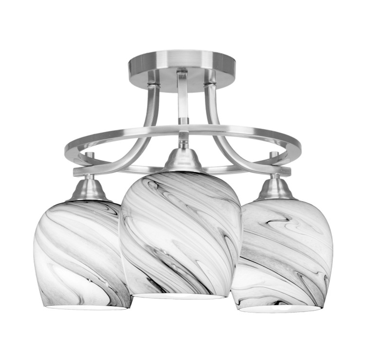 Toltec Lighting - 3417-BN-4819 - Three Light Semi-Flush Mount - Paramount - Brushed Nickel
