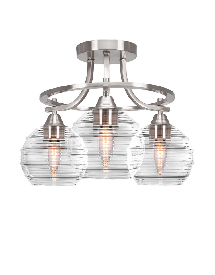 Toltec Lighting - 3417-BN-5110 - Three Light Semi-Flush Mount - Paramount - Brushed Nickel