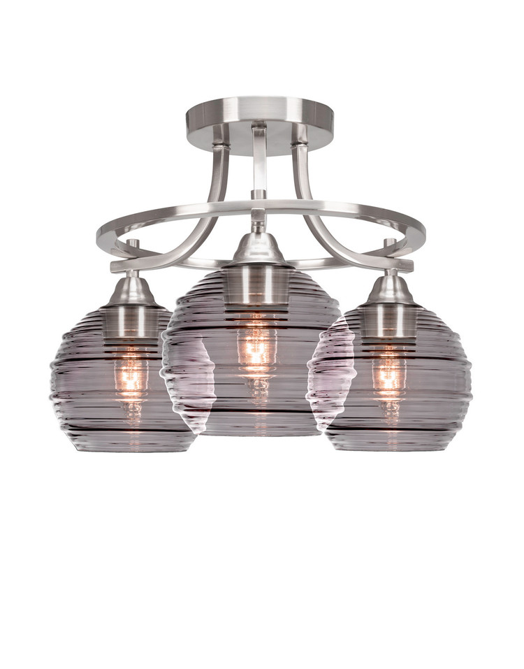 Toltec Lighting - 3417-BN-5112 - Three Light Semi-Flush Mount - Paramount - Brushed Nickel
