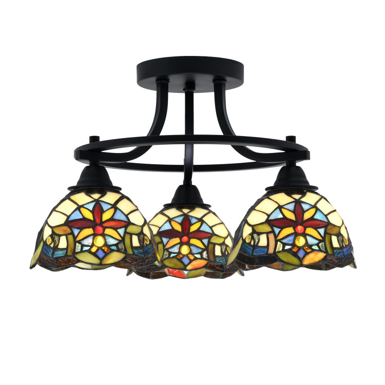 Toltec Lighting - 3417-MB-9365 - Three Light Semi-Flush Mount - Paramount - Matte Black