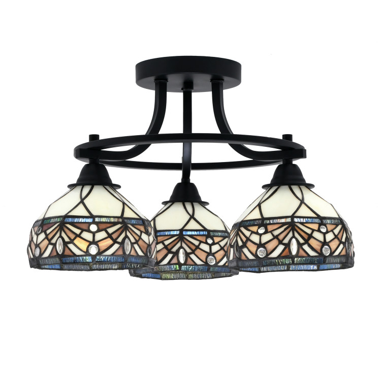 Toltec Lighting - 3417-MB-9485 - Three Light Semi-Flush Mount - Paramount - Matte Black