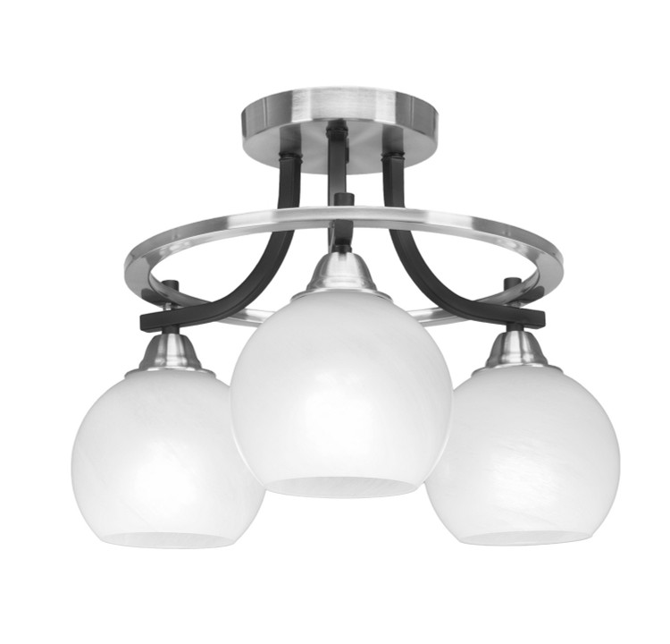 Toltec Lighting - 3417-MBBN-4101 - Three Light Semi-Flush Mount - Paramount - Matte Black & Brushed Nickel