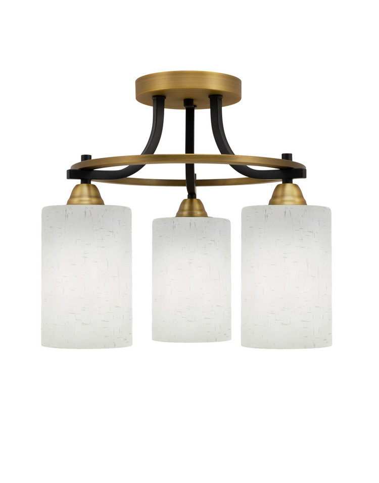 Toltec Lighting - 3417-MBBR-310 - Three Light Semi-Flush Mount - Paramount - Matte Black & Brass