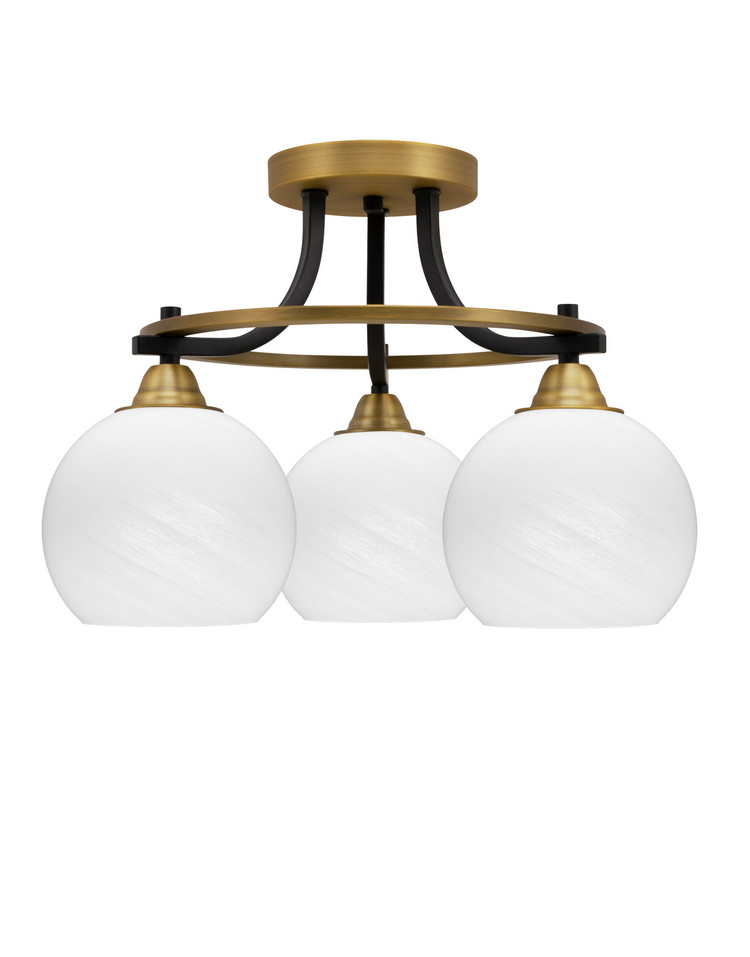Toltec Lighting - 3417-MBBR-4101 - Three Light Semi-Flush Mount - Paramount - Matte Black & Brass