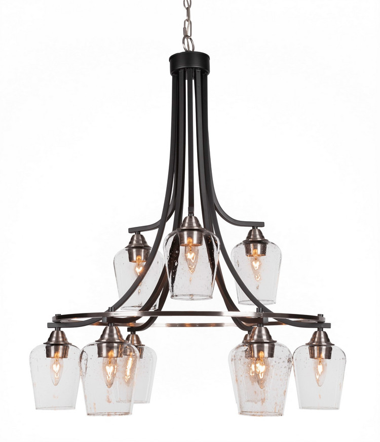 Toltec Lighting - 3419-MBBN-210 - Nine Light Chandelier - Paramount - Matte Black & Brushed Nickel