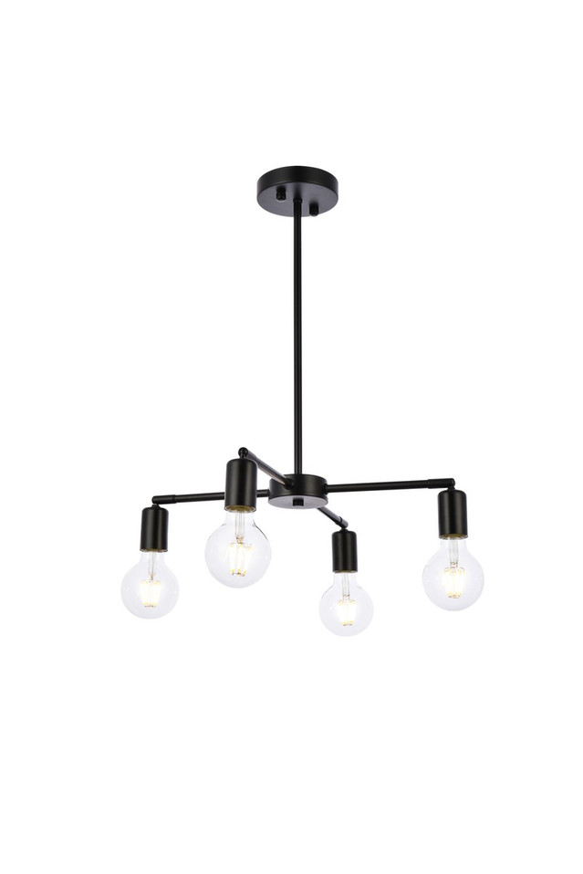 Elegant Lighting - LD2339BK - Four Light Pendant - Cairo - Black