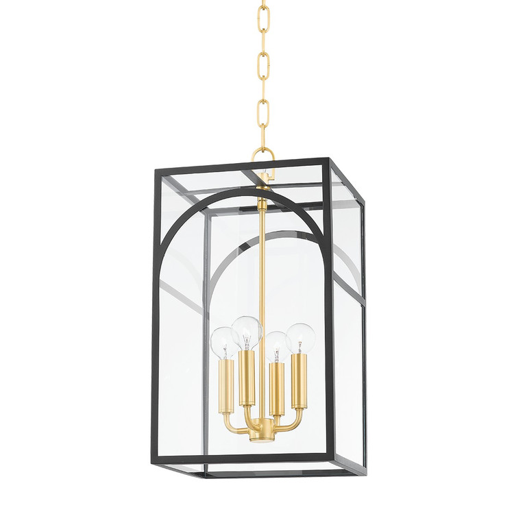 Mitzi - H642704S-AGB/TBK - Four Light Pendant - Addison - Aged Brass/Textured Black Combo