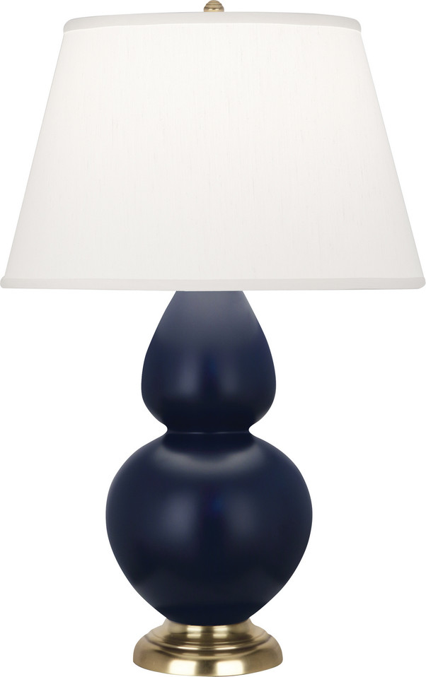 Robert Abbey - MMB55 - One Light Table Lamp - Double Gourd - Matte Midnight Blue Glazed Ceramic w/Antique Brassed