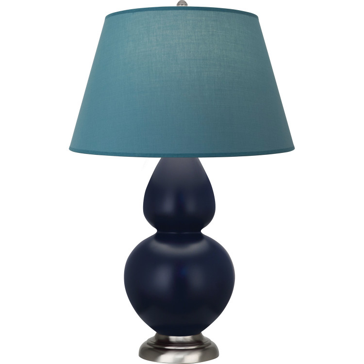 Robert Abbey - MMB59B - One Light Table Lamp - Double Gourd - Matte Midnight Blue Glazed Ceramic w/Antique Silvered