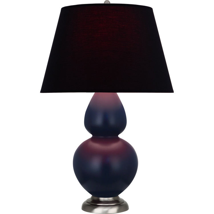 Robert Abbey - MMB59K - One Light Table Lamp - Double Gourd - Matte Midnight Blue Glazed Ceramic w/Antique Silvered