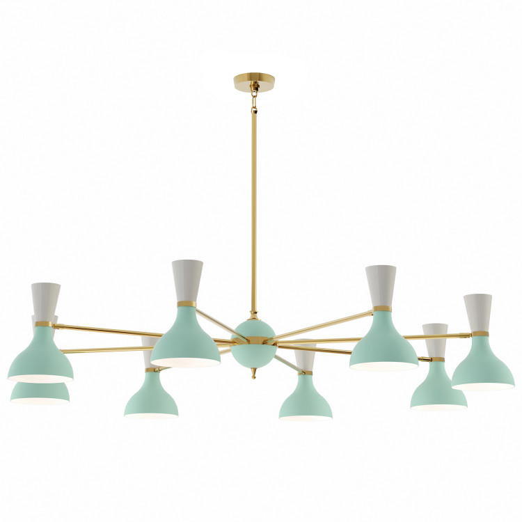 Robert Abbey - MN08LY - Eight Light Chandelier - Clare - Modern Brass w/Mint/Lily Painted Shades