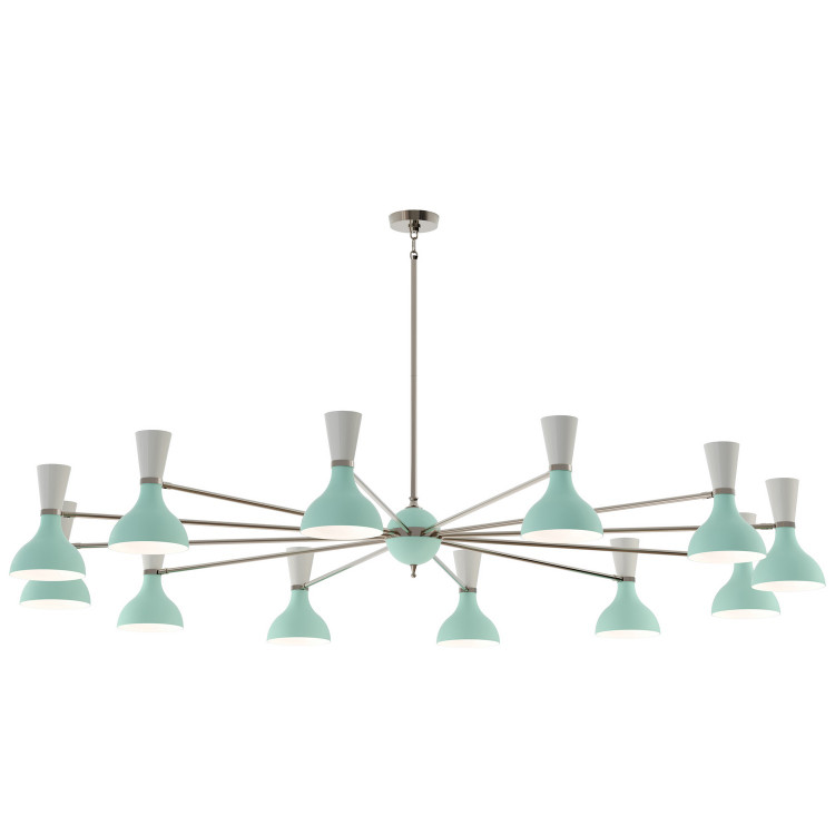 Robert Abbey - MN13LY - 12 Light Chandelier - Clare - Polished Nickel w/Mint/Lily Painted Shades