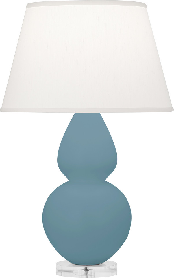 Robert Abbey - MOB62 - One Light Table Lamp - Double Gourd - Matte Steel Blue Glazed Ceramic w/Lucite