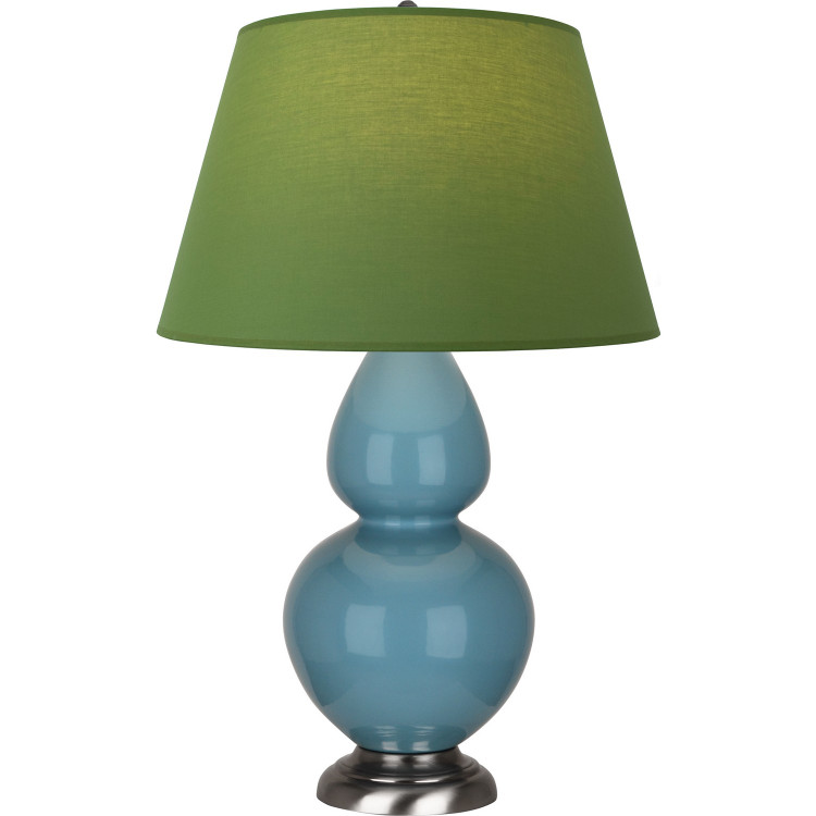 Robert Abbey - OB22G - One Light Table Lamp - Double Gourd - Steel Blue Glazed Ceramic w/Antique Silvered