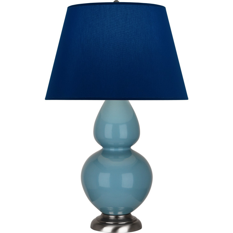 Robert Abbey - OB22N - One Light Table Lamp - Double Gourd - Steel Blue Glazed Ceramic w/Antique Silver