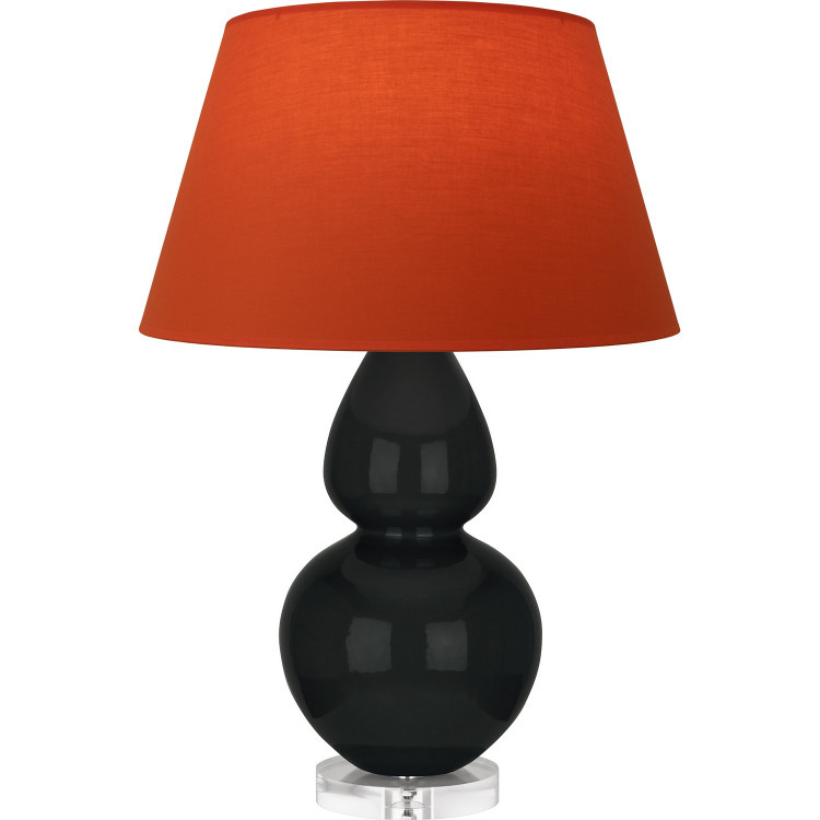 Robert Abbey - OS23T - One Light Table Lamp - Double Gourd - Obsidian Glazed Ceramic w/Lucite