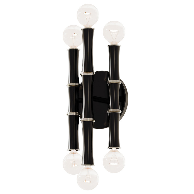 Robert Abbey - OS76 - Six Light Wall Sconce - Kane - Obsidian w/Polished Nickel