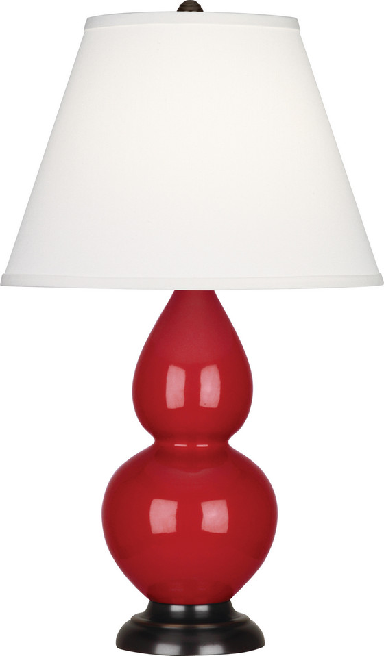 Robert Abbey - RR11X - One Light Accent Lamp - Small Double Gourd - Ruby Red Glazed Ceramic w/Deep Patina Bronzeed
