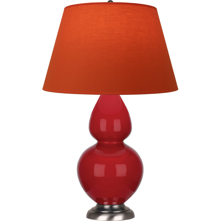 Robert Abbey - RR22T - One Light Table Lamp - Double Gourd - Ruby Red Glazed Ceramic w/Antique Silver