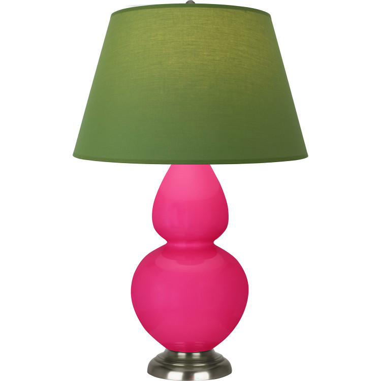 Robert Abbey - RZ22G - One Light Table Lamp - Double Gourd - Razzle Rose Glazed Ceramic w/Antique Silver