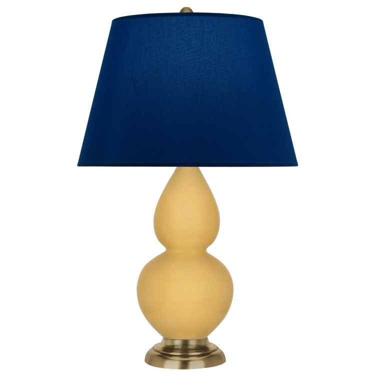 Robert Abbey - SU10N - One Light Accent Lamp - Small Double Gourd - Sunset Yellow Glazed Ceramic w/Antique Natural Brass