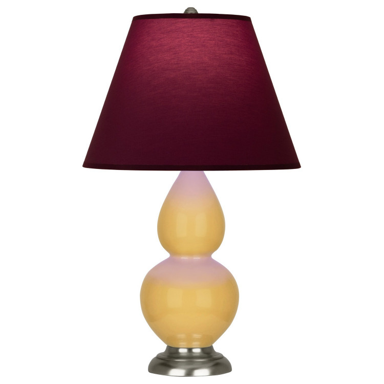 Robert Abbey - SU12P - One Light Accent Lamp - Small Double Gourd - Sunset Yellow Glazed Ceramic w/Antique Silver