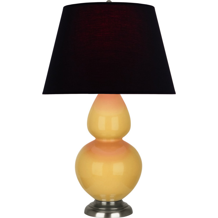 Robert Abbey - SU22K - One Light Table Lamp - Double Gourd - Sunset Yellow Glazed Ceramic w/Antique Silvered