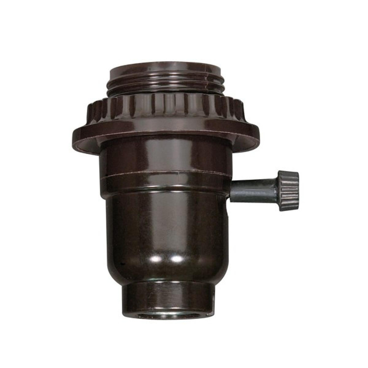 Satco - 80-1070 - On-Off Turn Knob With Full Uno Thread And Ring - Black