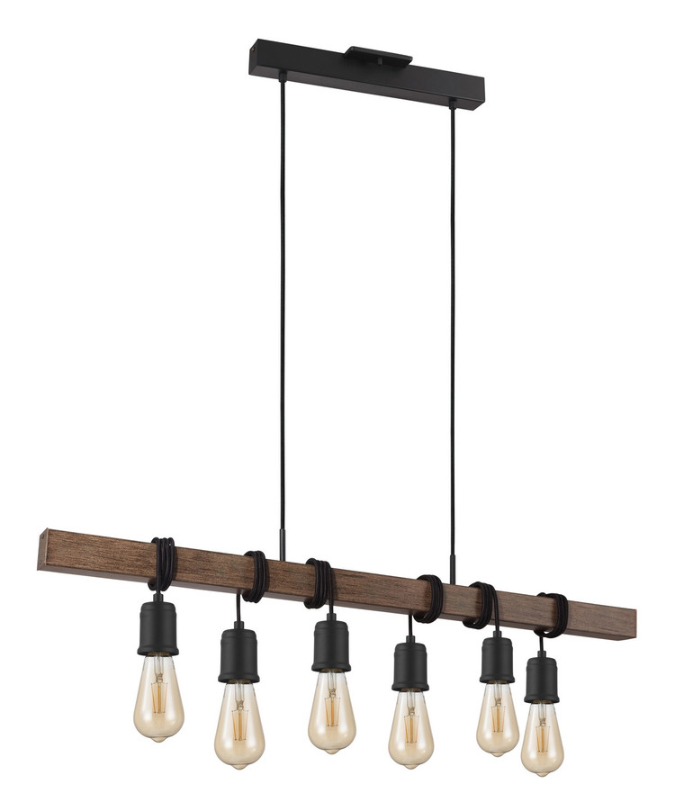 Eglo USA - 204243A - Six Light Pendant - Violon - Black Dark Brown