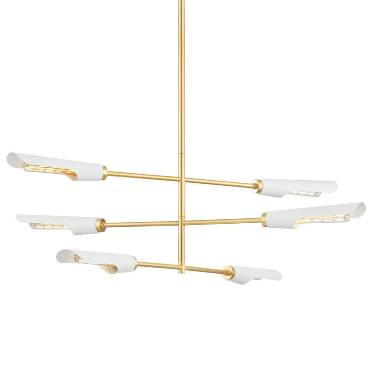 Mitzi - H828806-AGB/SWH - Six Light Chandelier - Harperrose - Aged Brass