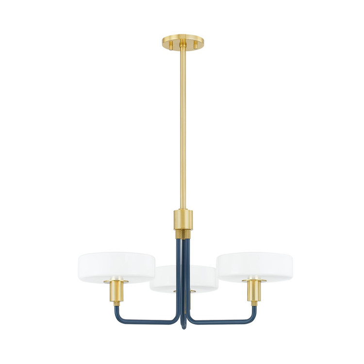 Mitzi - H886803-AGB/SBL - Three Light Chandelier - Aston - Aged Brass/Slate Blue