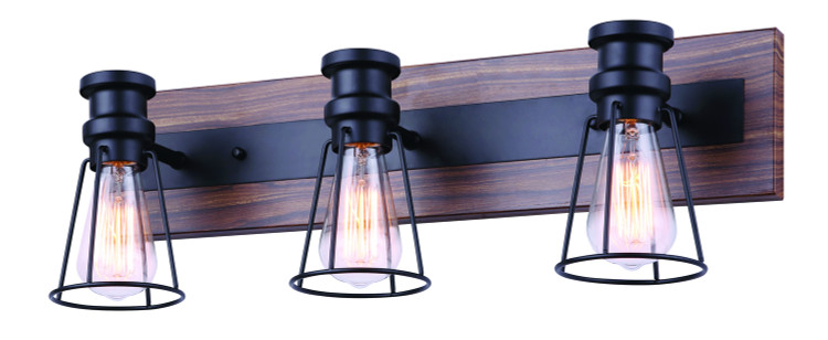 Canarm - IVL752A03BKW - Three Light Vanity - Blake - Black/Faux Wood
