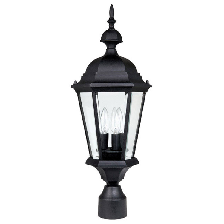 Capital Lighting - 9725BK - Three Light Outdoor Post Lantern - Carriage House - Black