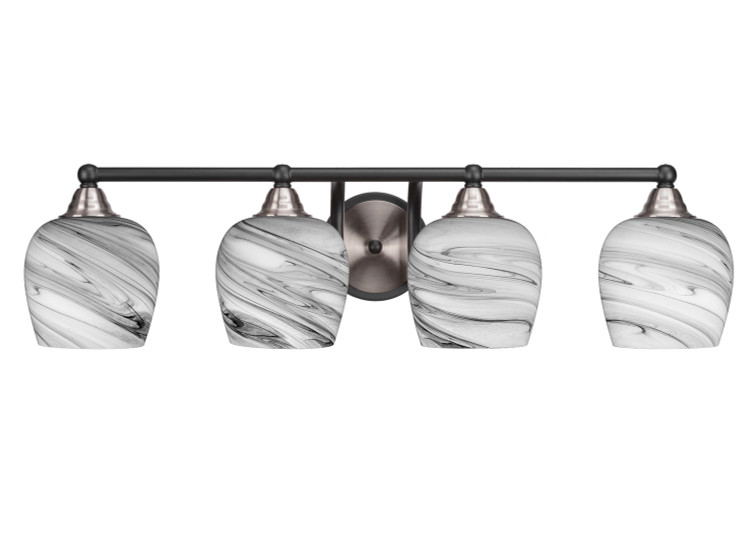Toltec Lighting - 3424-MBBN-4819 - Four Light Bath Bar - Paramount - Matte Black & Brushed Nickel