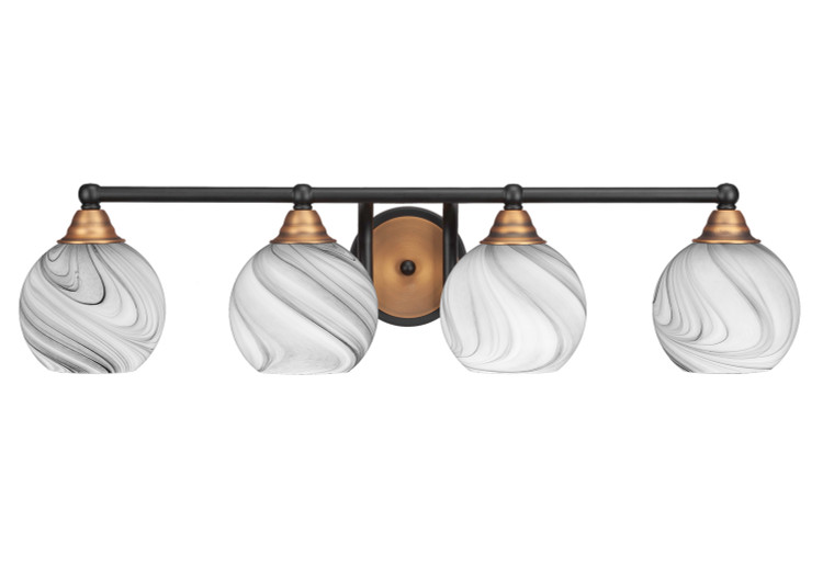 Toltec Lighting - 3424-MBBR-4109 - Four Light Bath Bar - Paramount - Matte Black & Brass