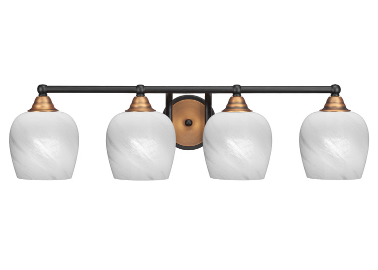 Toltec Lighting - 3424-MBBR-4811 - Four Light Bath Bar - Paramount - Matte Black & Brass