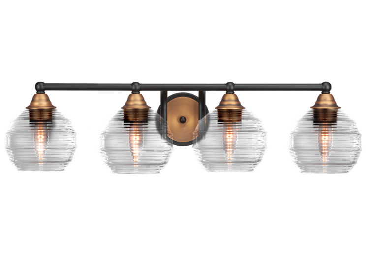 Toltec Lighting - 3424-MBBR-5110 - Four Light Bath Bar - Paramount - Matte Black & Brass