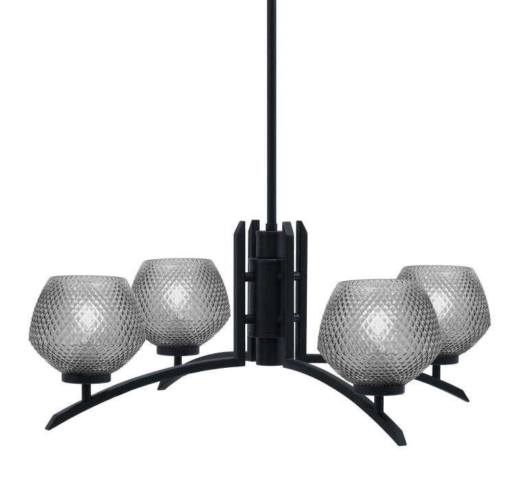 Toltec Lighting - 3704-MB-4622 - Four Light Chandelier - Kurve - Matte Black