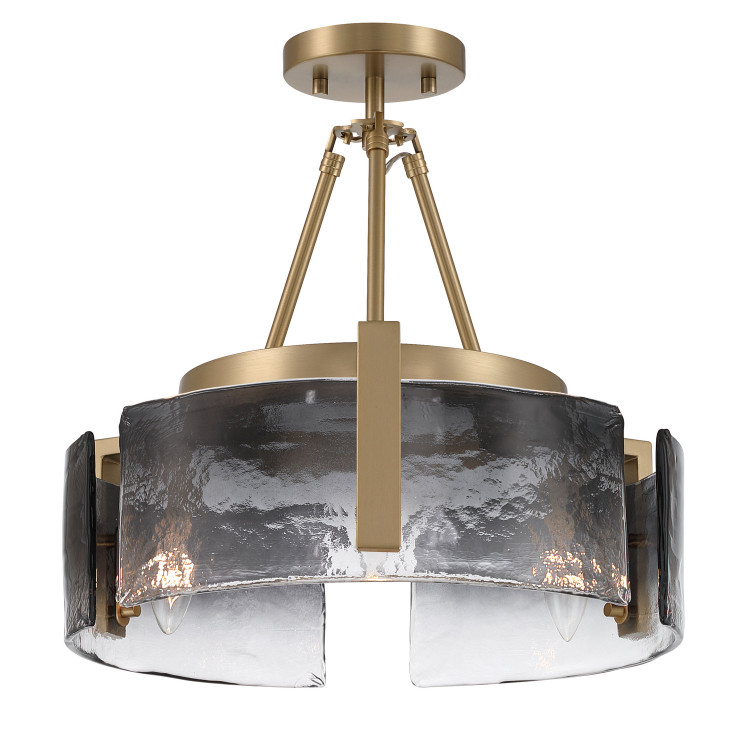 Golden - 3164-3SF BCB-SWG - Three Light Semi-Flush Mount - Aenon - Brushed Champagne Brass