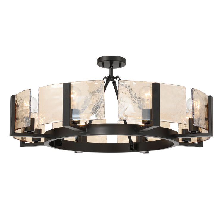 Golden - 3164-8SF BLK-AWG - Eight Light Semi-Flush Mount - Aenon - Matte Black