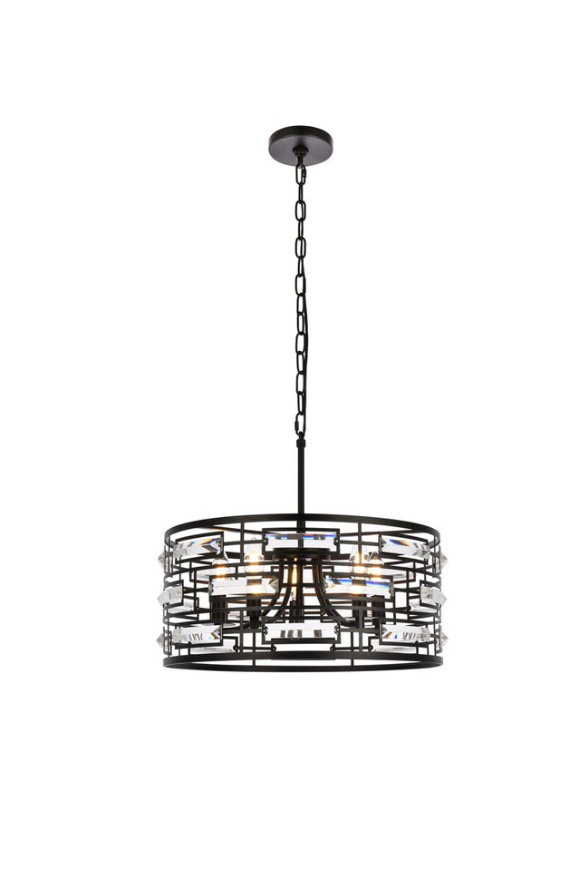 Elegant Lighting - 1108D19BK - Five Light Pendant - Kennedy - black