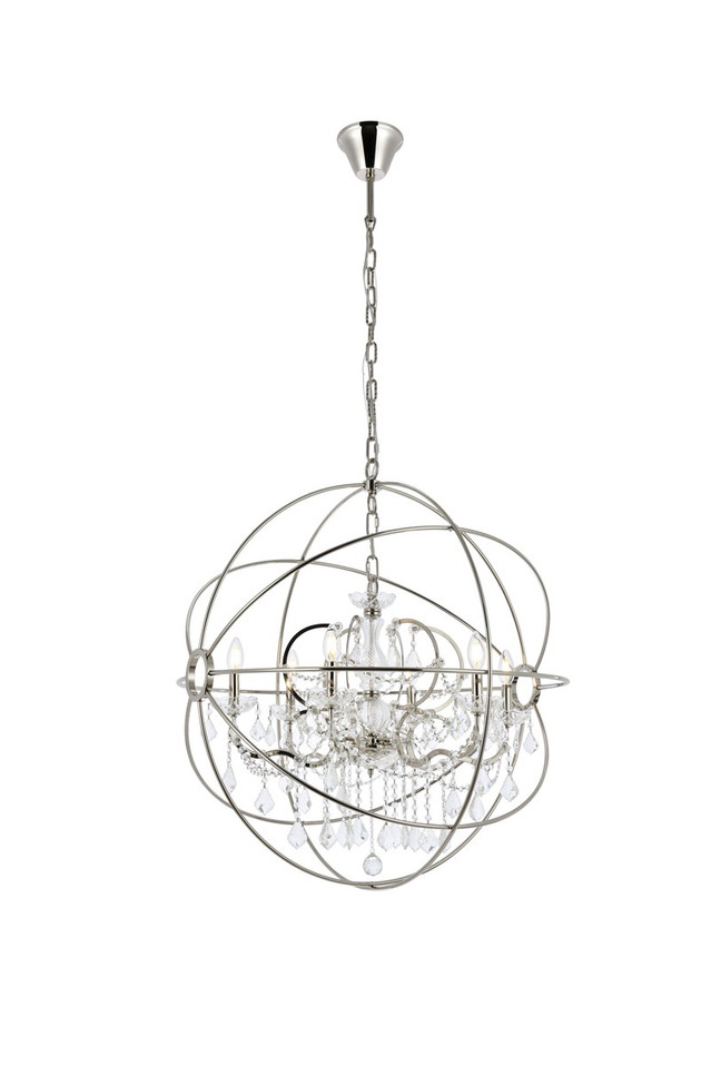 Elegant Lighting - 1130D32PN/RC - Six Light Chandelier - Geneva - Polished nickel