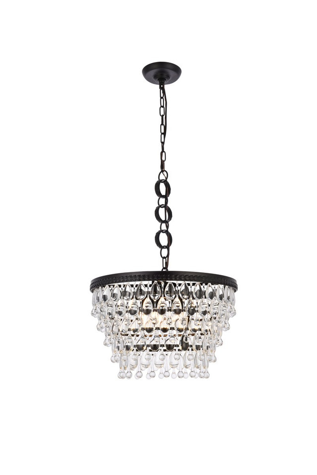 Elegant Lighting - 1219D19BK/RC - Five Light Pendant - Nordic - Black and Clear