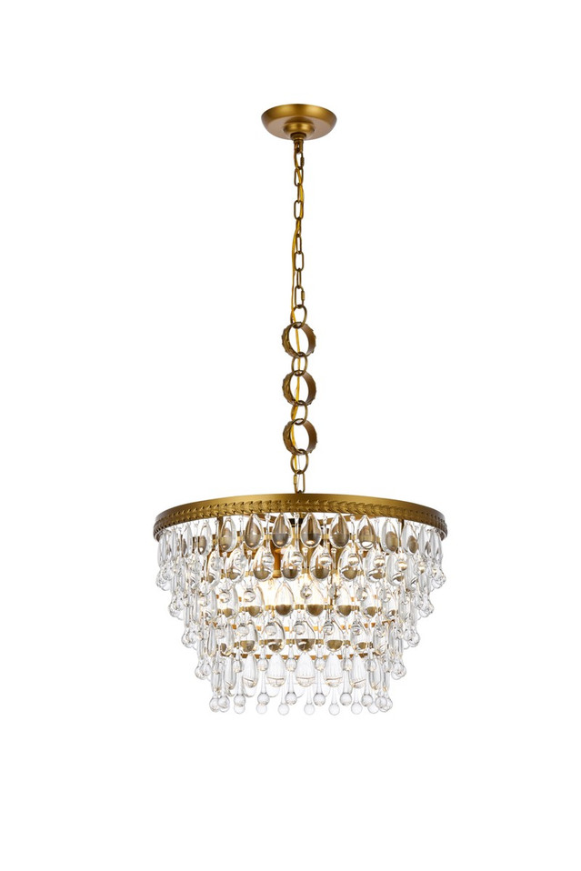 Elegant Lighting - 1219D19BR/RC - Five Light Pendant - Nordic - Brass and Clear
