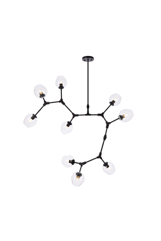 Elegant Lighting - 1712G79BK - Nine Light Chandelier - Cavoli - Black and Clear