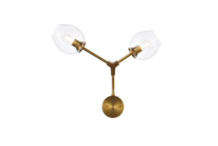 Elegant Lighting - 1712W26BR - Two Light Wall Sconce - Cavoli - Brass And Clear