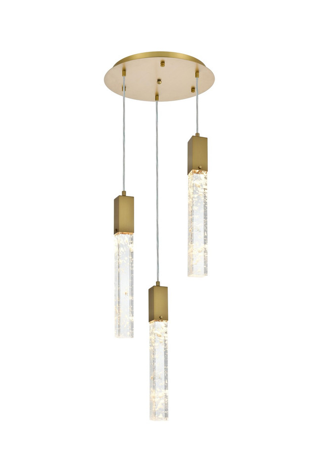 Elegant Lighting - 2089D16SG - Three Light Chandelier - Aurora - Satin Gold and Clear